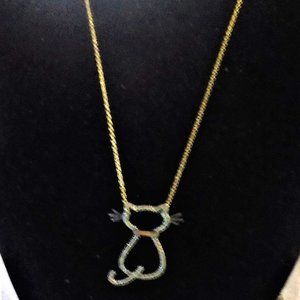 VINTAGE CAT STERLING SLVER NECKLACE “ VERMEIL”   3.8g  CAT 1" x 7/8"  CHAIN  18”